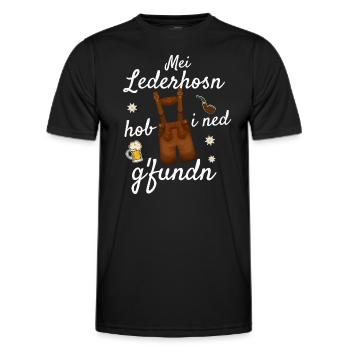 Trachtenshirt Herren Lederhosen - Männer Funktions-T-Shirt - Schwarz - Vorne - AI Model Male 178 dark (178cm)