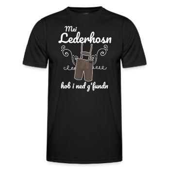 Trachtenshirt Herren Lederhosen - Männer Funktions-T-Shirt - Schwarz - Vorne - AI Model Male 178 dark (178cm)