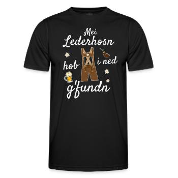 Trachtenshirt Herren Lederhosen - Männer Funktions-T-Shirt - Schwarz - Vorne - AI Model Male 178 dark (178cm)
