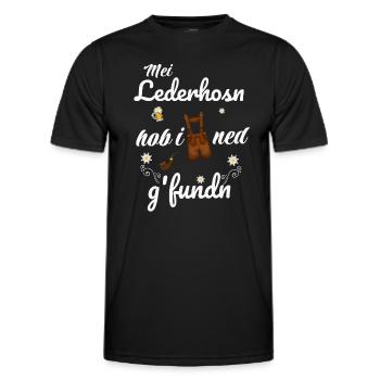 Trachtenshirt Herren Lederhosen - Männer Funktions-T-Shirt - Schwarz - Vorne - AI Model Male 178 dark (178cm)