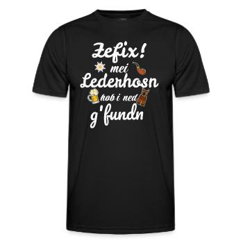 Trachtenshirt Herren Lederhosen - Männer Funktions-T-Shirt - Schwarz - Vorne - AI Model Male 178 dark (178cm)