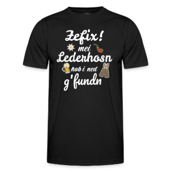 Trachtenshirt Herren Lederhosen - Männer Funktions-T-Shirt - Schwarz - Vorne - AI Model Male 178 dark (178cm)