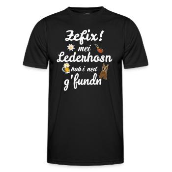 Trachtenshirt Herren Lederhosen - Männer Funktions-T-Shirt - Schwarz - Vorne - AI Model Male 178 dark (178cm)