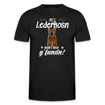 Trachtenshirt Herren Lederhosen - Männer Funktions-T-Shirt - Schwarz - Vorne - AI Model Male 178 dark (178cm)