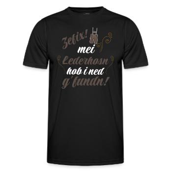 Trachtenshirt Herren Lederhosen - Männer Funktions-T-Shirt - Schwarz - Vorne - AI Model Male 178 dark (178cm)