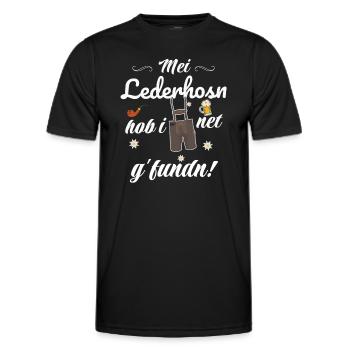 Trachtenshirt Herren Lederhosen - Männer Funktions-T-Shirt - Schwarz - Vorne - AI Model Male 178 dark (178cm)