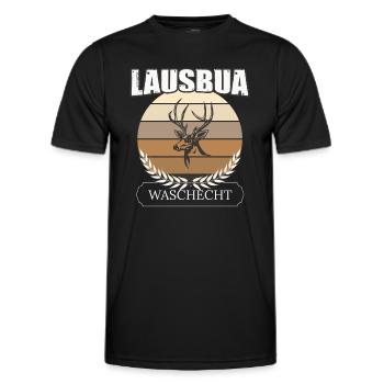 Lausbua Hirsch Lederhosen - Männer Funktions-T-Shirt - Schwarz - Vorne - AI Model Male 178 dark (178cm)