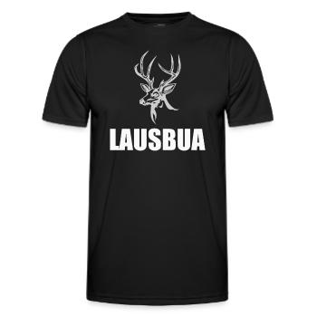 Lausbua Hirsch Lederhosen - Männer Funktions-T-Shirt - Schwarz - Vorne - AI Model Male 178 dark (178cm)