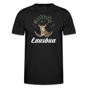 Lausbua Hirsch Lederhosen - Männer Funktions-T-Shirt - Schwarz - Vorne - AI Model Male 178 dark (178cm)