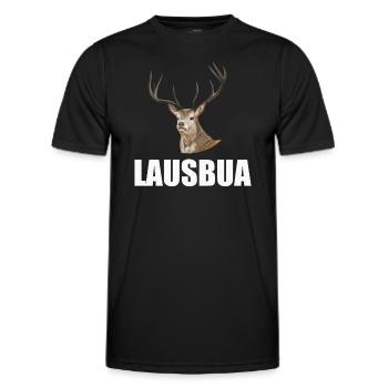 Lausbua Hirsch Lederhosen - Männer Funktions-T-Shirt - Schwarz - Vorne - AI Model Male 178 dark (178cm)