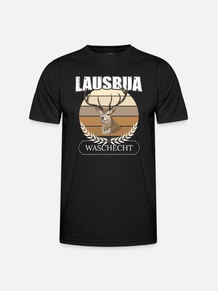 Lausbua Hirsch Lederhosen - Männer Funktions-T-Shirt - Schwarz