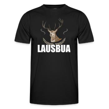 Lausbua Hirsch Lederhosen - Männer Funktions-T-Shirt - Schwarz - Vorne - AI Model Male 178 dark (178cm)