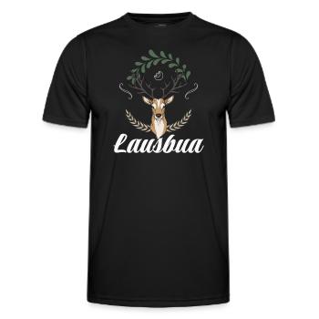 Lausbua Hirsch Lederhosen - Männer Funktions-T-Shirt - Schwarz - Vorne - AI Model Male 178 dark (178cm)