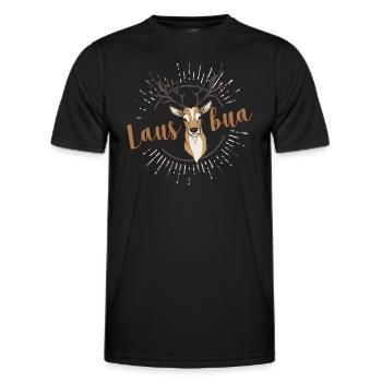 Lausbua Hirsch Lederhosen - Männer Funktions-T-Shirt - Schwarz - Vorne - AI Model Male 178 dark (178cm)