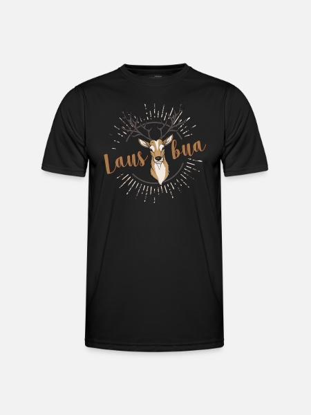 Lausbua Hirsch Lederhosen - Männer Funktions-T-Shirt - Schwarz
