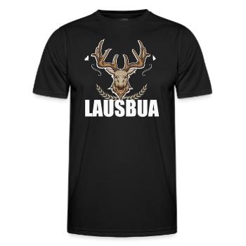 Lausbua Hirsch Lederhosen - Männer Funktions-T-Shirt - Schwarz - Vorne - AI Model Male 178 dark (178cm)
