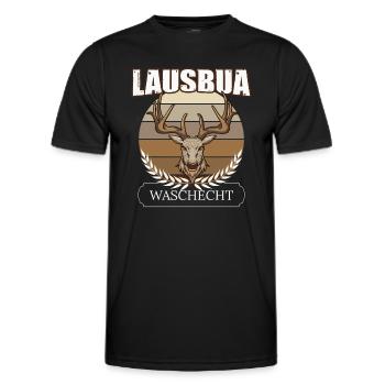Lausbua Hirsch Lederhosen - Männer Funktions-T-Shirt - Schwarz - Vorne - AI Model Male 178 dark (178cm)