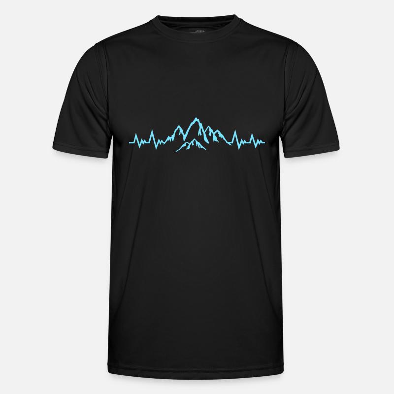 Mountain Pulse, Mountains ECG Heartbeat - Men's Functional T-Shirt - black