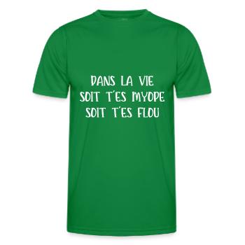 soit t'es myope soit t'es flou - T-shirt sport Homme - vert - Devant - AI Model Male 178 dark (178cm)