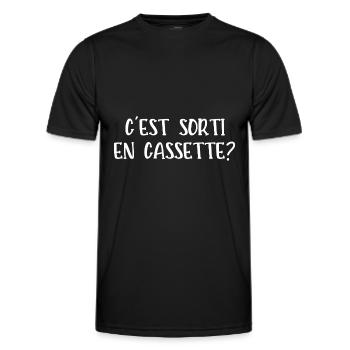 c'est sorti en cassette - T-shirt sport Homme - noir - Devant - AI Model Male 178 dark (178cm)