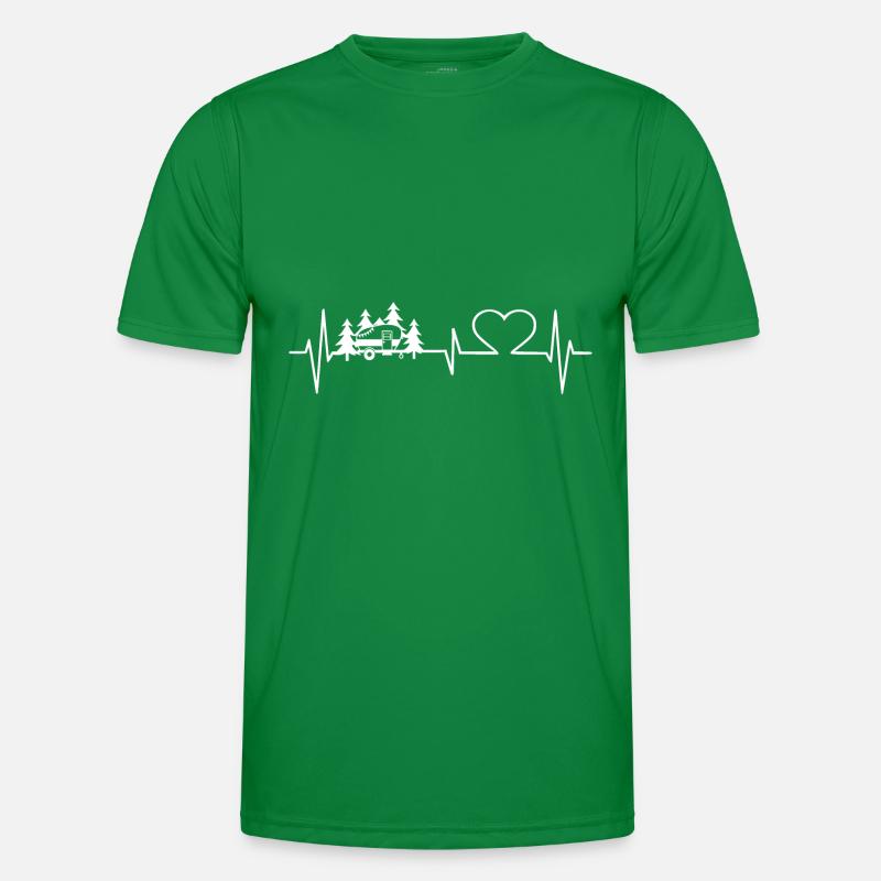 Heartbeat Camping Caravan ECG Frequency Camper Men's Functional T-Shirt