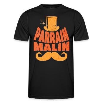 Humour Homme Parrain Malin Parrain Blagueur - T-shirt sport Homme - noir - Devant - AI Model Male 178 dark (178cm)