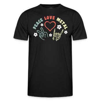 Peace Love Metal - Heavy Metal Musik - Männer Funktions-T-Shirt - Schwarz - Vorne - AI Model Male 178 dark (178cm)
