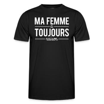 Ma Femme A Toujours Raison Couple Humour - T-shirt sport Homme - noir - Devant - AI Model Male 178 dark (178cm)