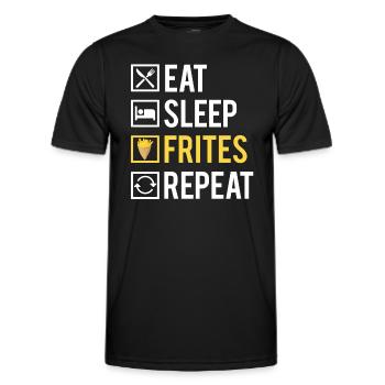 Eat Sleep Frites Repeat Nourriture Fast Food - T-shirt sport Homme - noir - Devant - AI Model Male 178 dark (178cm)