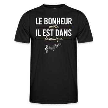 Le Bonheur Existe il Est Dans La Musique Humour - T-shirt sport Homme - noir - Devant - AI Model Male 178 dark (178cm)