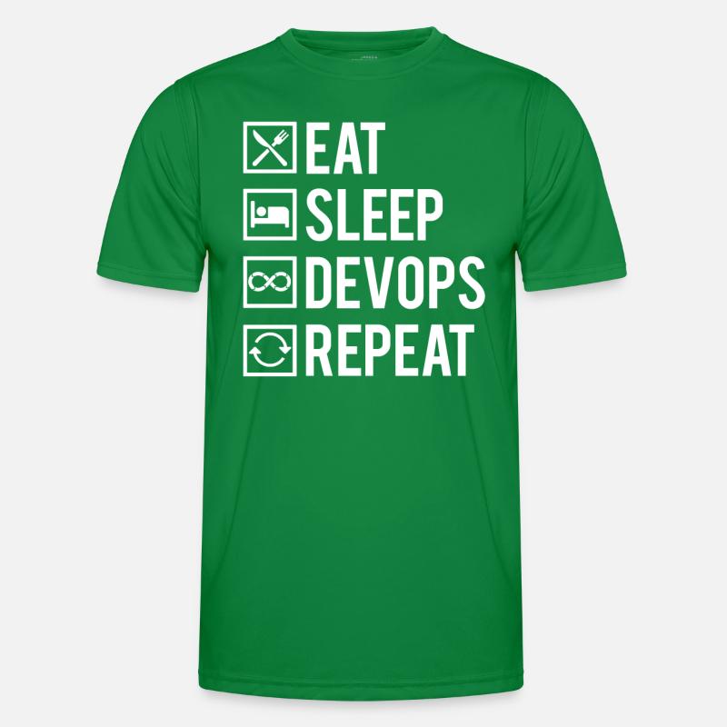 Eat Sleep Devops Repeat Développeur Codeur Humour T-shirt sport Homme