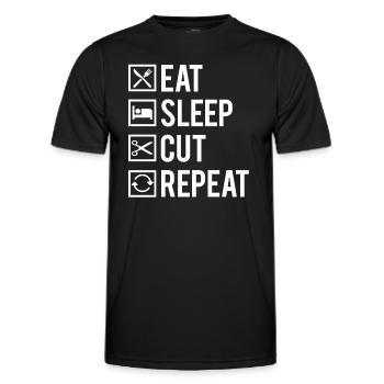 Eat Sleep Cut Repeat Blague Coiffeur Humour - T-shirt sport Homme - noir - Devant - AI Model Male 178 dark (178cm)