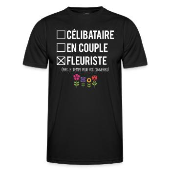 Célibataire En Couple Cadeau Fleuriste Humour - T-shirt sport Homme - noir - Devant - AI Model Male 178 dark (178cm)