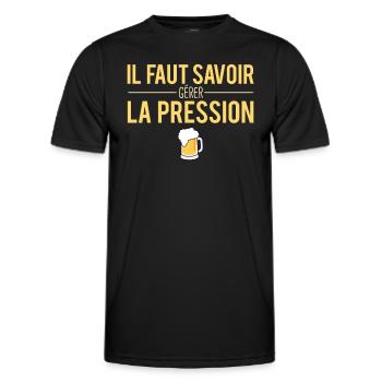 Il Faut Savoir Gérer La Pression Apéro Humour - T-shirt sport Homme - noir - Devant - AI Model Male 178 dark (178cm)