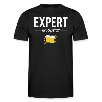 Expert en apéro amateur bière alcool apéro - T-shirt sport Homme - noir - Devant - AI Model Male 178 dark (178cm)
