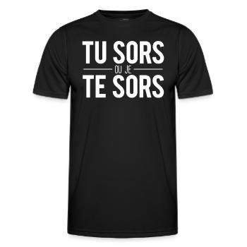 Tu sors ou je te sors expression film culte - T-shirt sport Homme - noir - Devant - AI Model Male 178 dark (178cm)