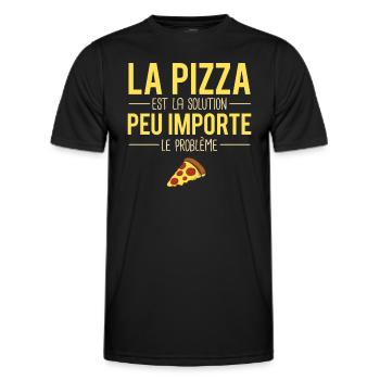 La pizza est la solution blague amoureux pizza - T-shirt sport Homme - noir - Devant - AI Model Male 178 dark (178cm)