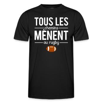 Tous les chemins mènent au rugby sport humour - T-shirt sport Homme - noir - Devant - AI Model Male 178 dark (178cm)