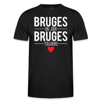 Bruges un jour bruges toujours cadeau brugeois - T-shirt sport Homme - noir - Devant - AI Model Male 178 dark (178cm)