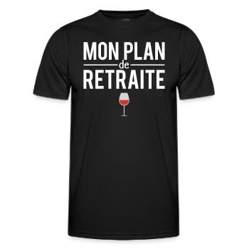 Mon plan de retraite blague vin vigneron humour - T-shirt sport Homme - noir - Devant - AI Model Male 178 dark (178cm)