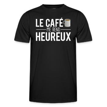 Le café me rend heureux tasse de café humour - T-shirt sport Homme - noir - Devant - AI Model Male 178 dark (178cm)