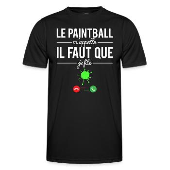 Le paintball m'appelle il faut que je file humour - T-shirt sport Homme - noir - Devant - AI Model Male 178 dark (178cm)