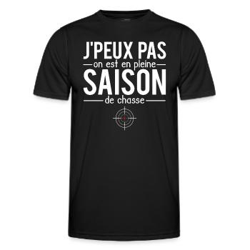 J'peux pas saison chasse idée cadeau papa chasseur - T-shirt sport Homme - noir - Devant - AI Model Male 178 dark (178cm)