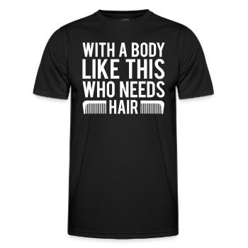 With a body like this who needs hair chauve - T-shirt sport Homme - noir - Devant - AI Model Male 178 dark (178cm)