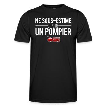 Ne sous estime jamais un pompier métier profession - T-shirt sport Homme - noir - Devant - AI Model Male 178 dark (178cm)