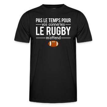 Pas le temps cadeau amateur rugby sport humour - T-shirt sport Homme - noir - Devant - AI Model Male 178 dark (178cm)