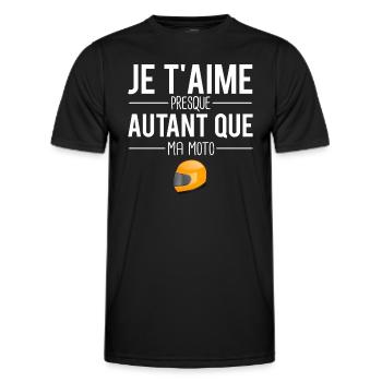 Je t'aime presque autant que la moto motard humour - T-shirt sport Homme - noir - Devant - AI Model Male 178 dark (178cm)