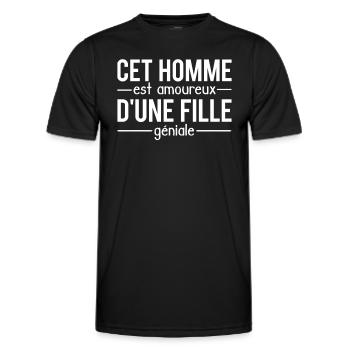 Cet homme est amoureux d'une fille géniale couple - T-shirt sport Homme - noir - Devant - AI Model Male 178 dark (178cm)