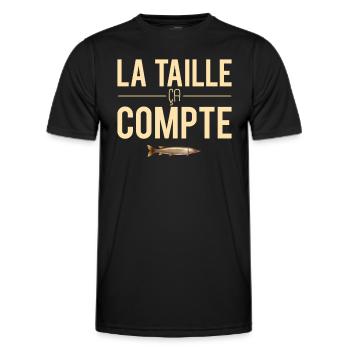 La taille ça compte blague pêche pêcheur humour - T-shirt sport Homme - noir - Devant - AI Model Male 178 dark (178cm)