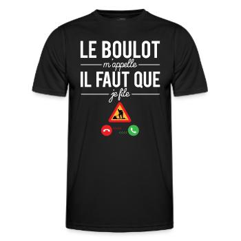 Le boulot m'appelle il faut que je file humour - T-shirt sport Homme - noir - Devant - AI Model Male 178 dark (178cm)